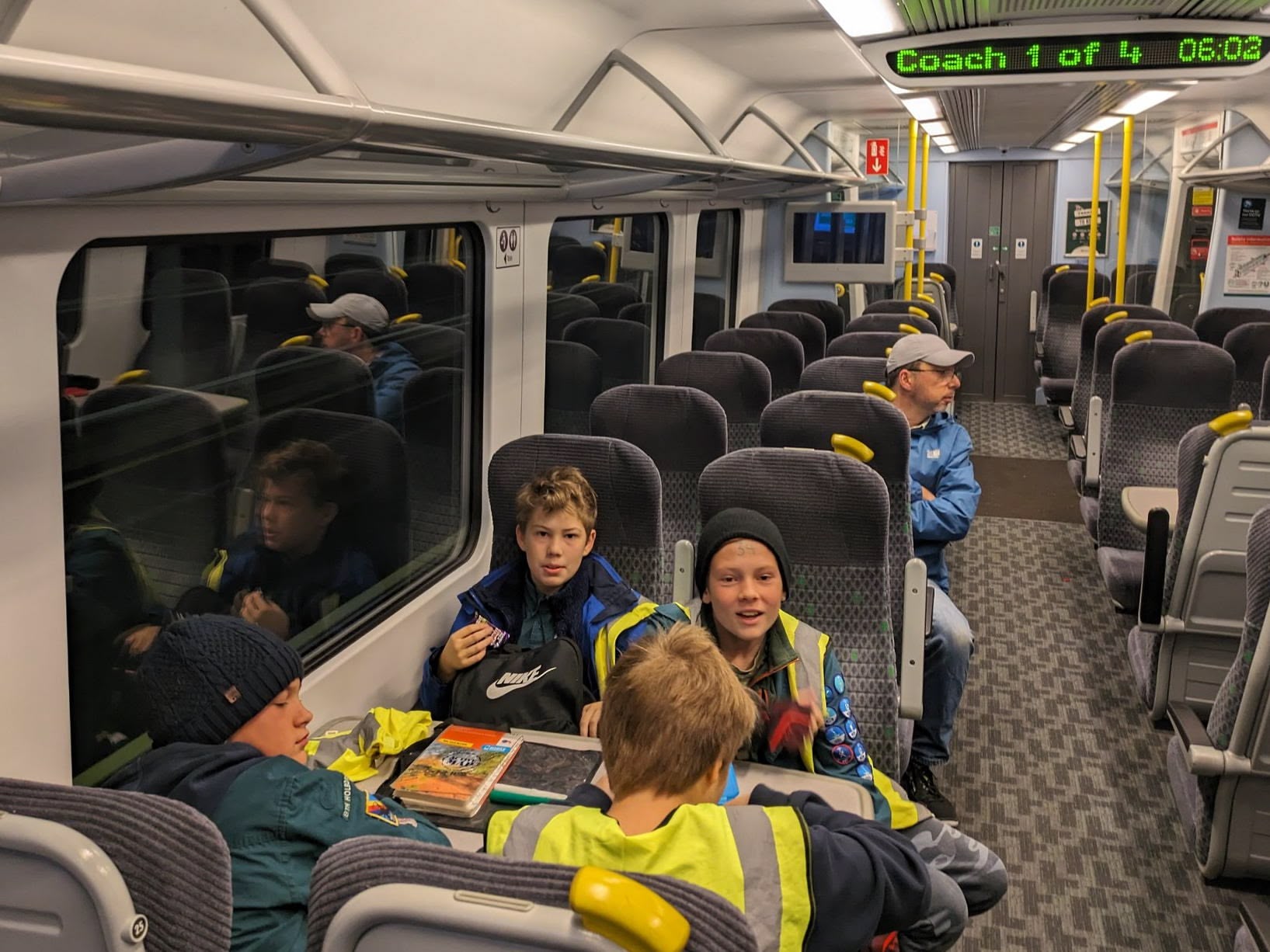 Scouts on train